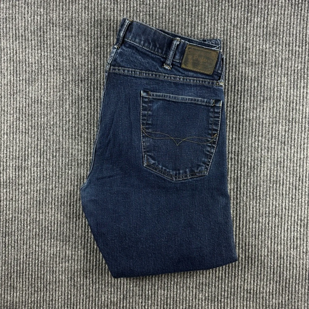 Polo Ralph Lauren Varick Slim Straight Jeans Mens 38x30 Dark Wash Blue Denim